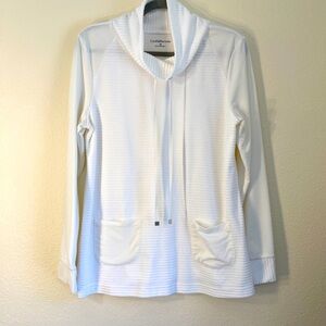 Croft & Barrow cream colored cowl turtle neck top pockets cotton blend long